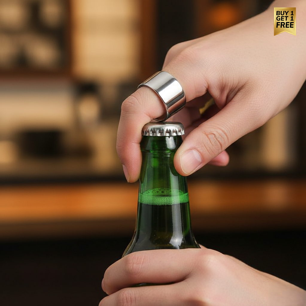 Funky Steel Bottle Opener Ring | REAL Steel– For Men | Includes: Ring