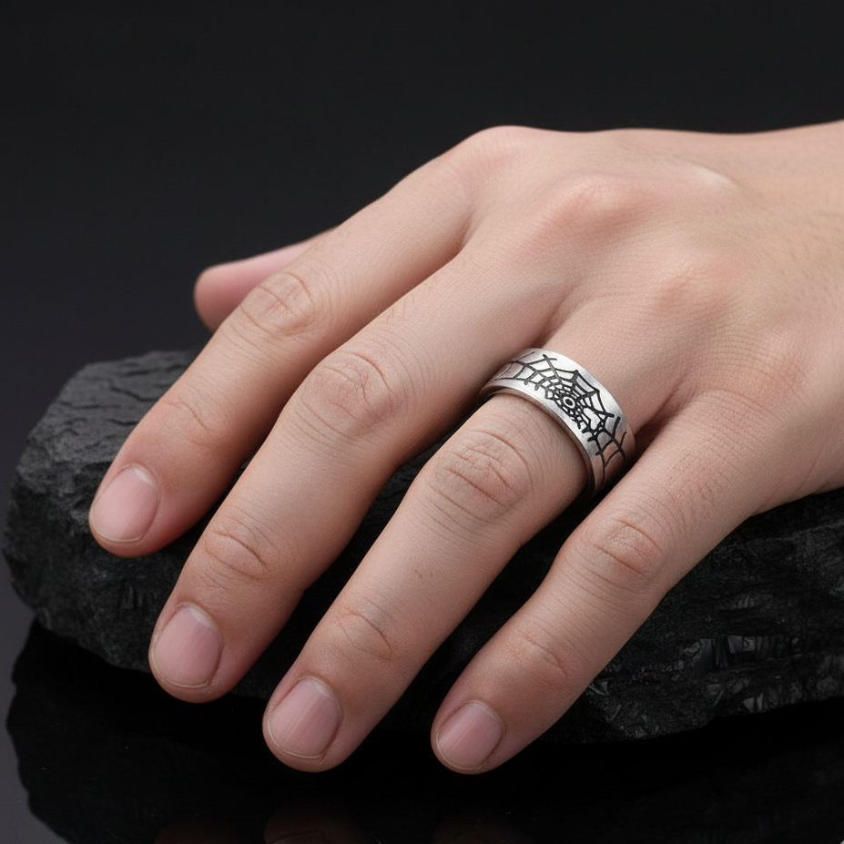 Everyday Spider Designer Steel Ring | Real Steel– For Men | Includes: Ring