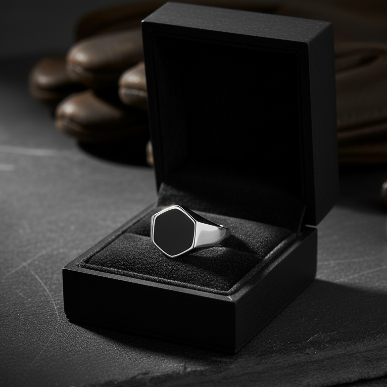 Everyday Sturdy Hexa-Anamel STEEL Ring | Real Steel– For Men | Includes: Ring