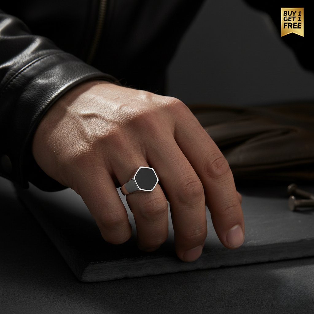 Everyday Sturdy Hexa-Anamel STEEL Ring | Real Steel– For Men | Includes: Ring