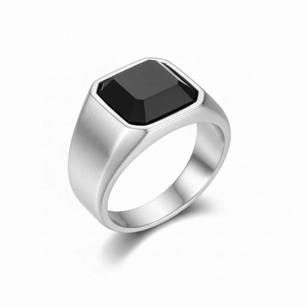 Everyday Sturdy Diamond-Cut-Zircon STEEL Ring | Real Steel– For Men | Includes: Ring