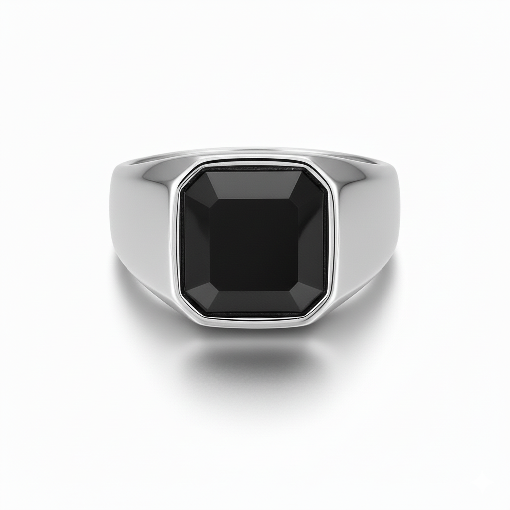 Everyday Sturdy Diamond-Cut-Zircon STEEL Ring | Real Steel– For Men | Includes: Ring