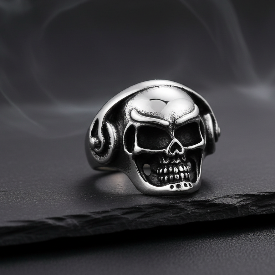 Bulky Boldy Headphone Skull Ring| REAL STEEL– For Men | Includes: Ring