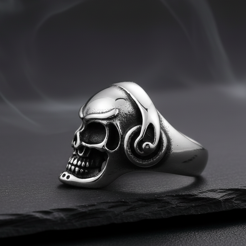 Bulky Boldy Headphone Skull Ring| REAL STEEL– For Men | Includes: Ring