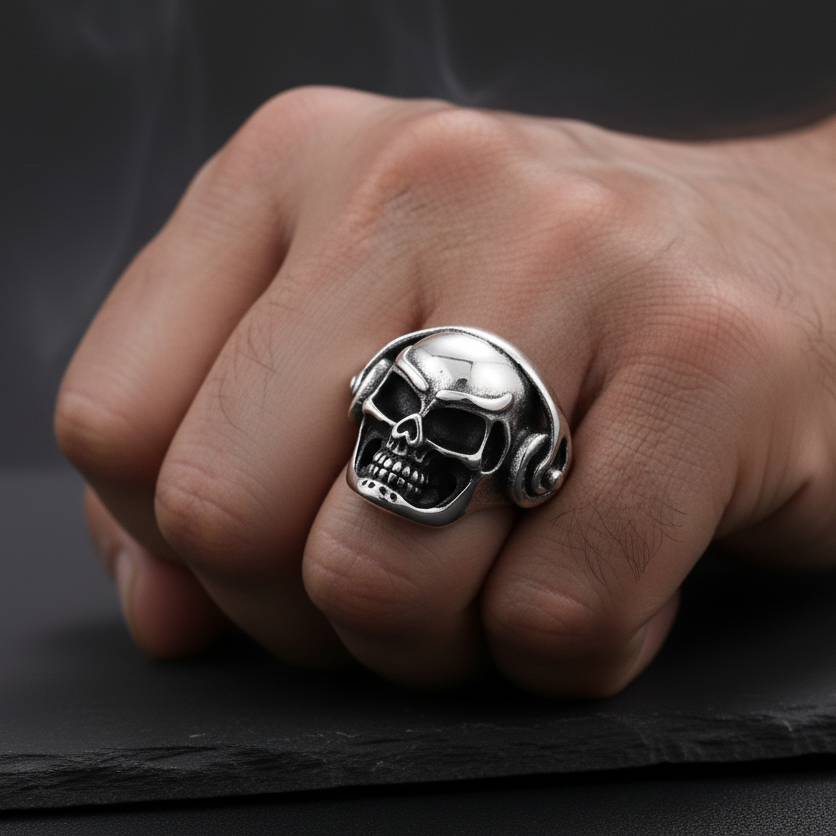Bulky Boldy Headphone Skull Ring| REAL STEEL– For Men | Includes: Ring