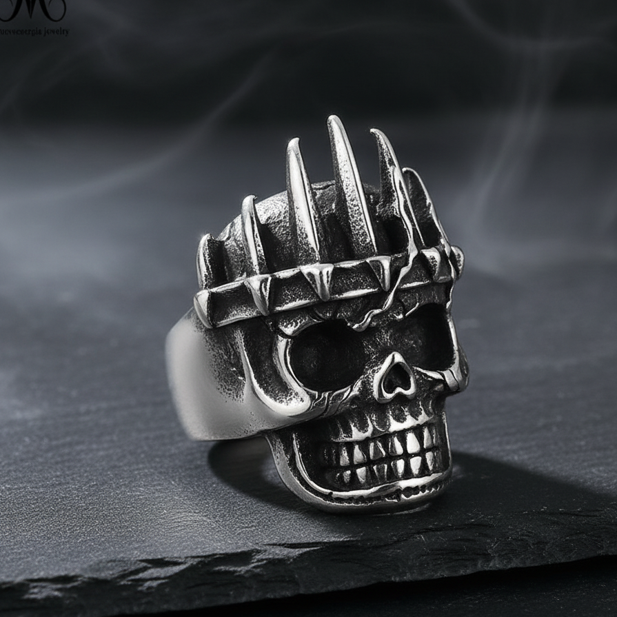 Bulky Boldy Viking Skull Ring| REAL STEEL– For Men | Includes: Ring