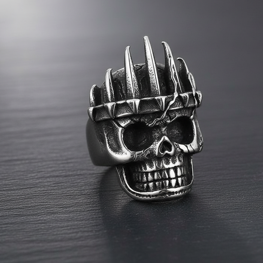 Bulky Boldy Viking Skull Ring| REAL STEEL– For Men | Includes: Ring