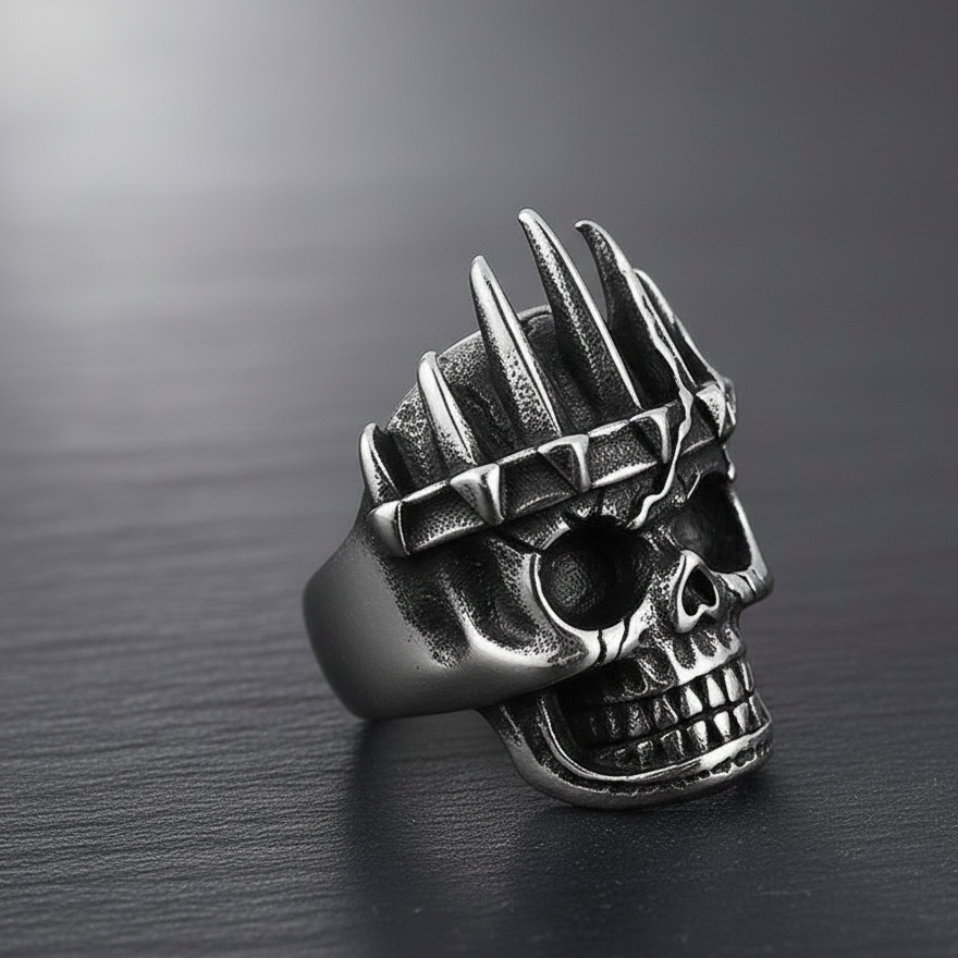 Bulky Boldy Viking Skull Ring| REAL STEEL– For Men | Includes: Ring