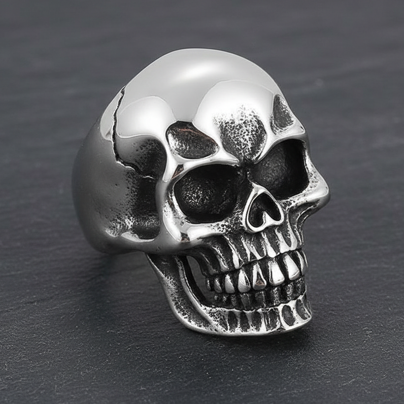 Bulky Boldy Classic Skull Ring| REAL STEEL– For Men | Includes: Ring