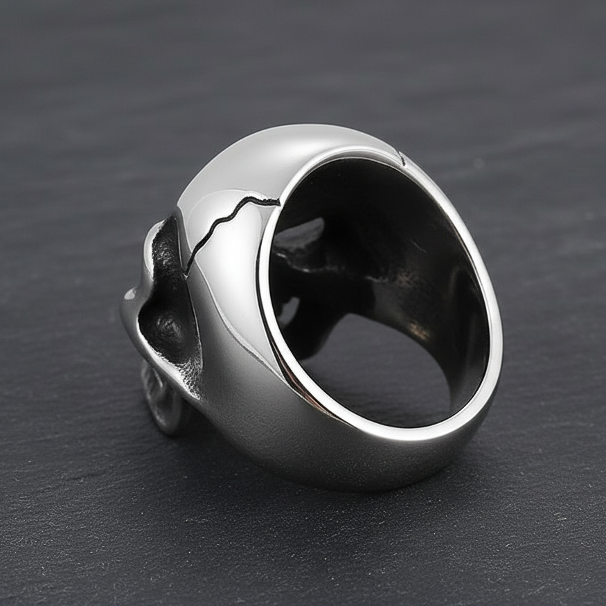 Bulky Boldy Classic Skull Ring| REAL STEEL– For Men | Includes: Ring