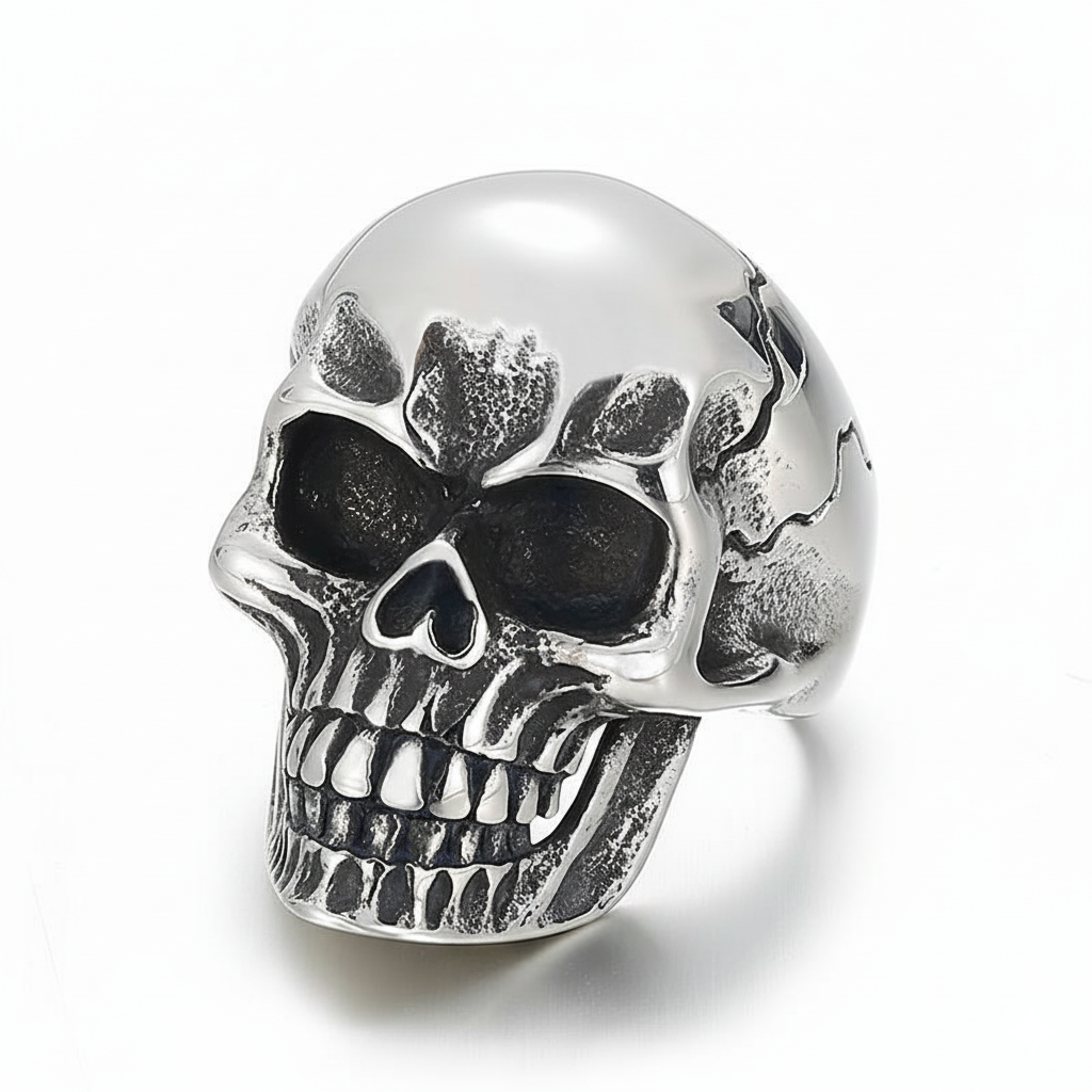 Bulky Boldy Classic Skull Ring| REAL STEEL– For Men | Includes: Ring