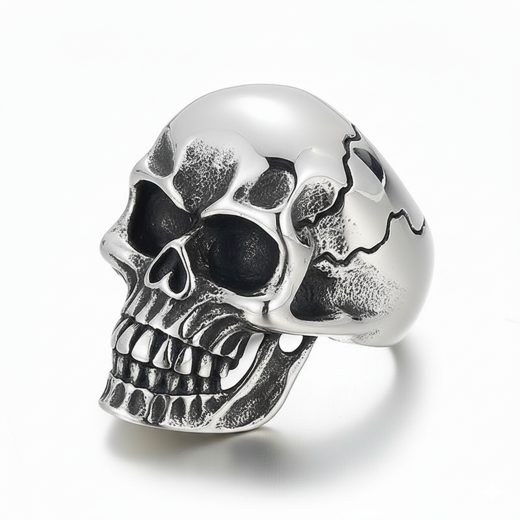 Bulky Boldy Classic Skull Ring| REAL STEEL– For Men | Includes: Ring
