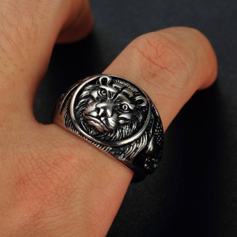 Bold Masculine Tiger Oxidised Steel Ring | 18K PVD Plated– For Men | Includes: Ring