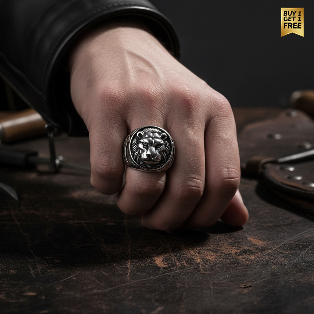 Bold Masculine Tiger Oxidised Steel Ring | 18K PVD Plated– For Men | Includes: Ring