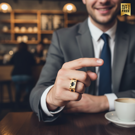Sturdy Golden Spade REAL Steel Ring | 18K PVD Gold Plated– For Men | Includes: Ring