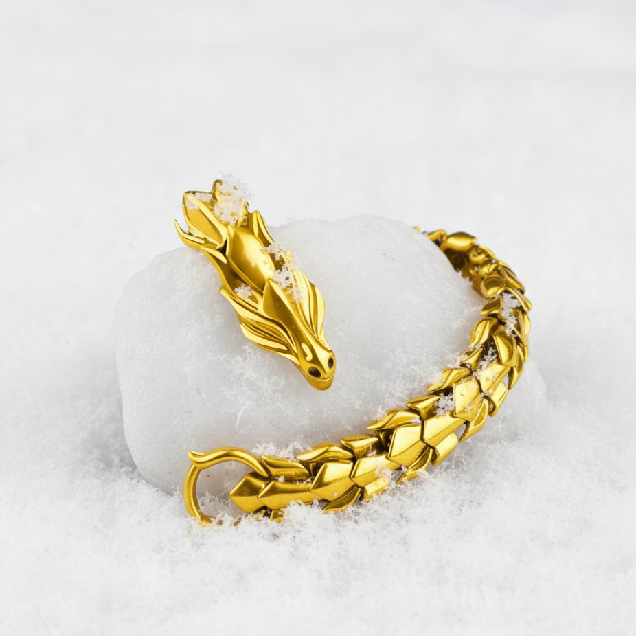 Golden Dragon Bracelet | Premium Alloy - For Men | Includes: Bracelet