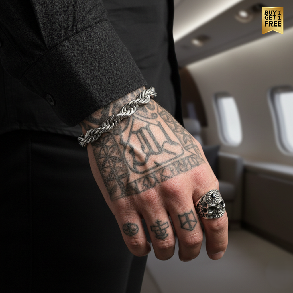 Ultra Bold Solid Steel Everyday Rope Chain Bracelet | TITANIUM STEEL - For Men | Includes: Bracelet