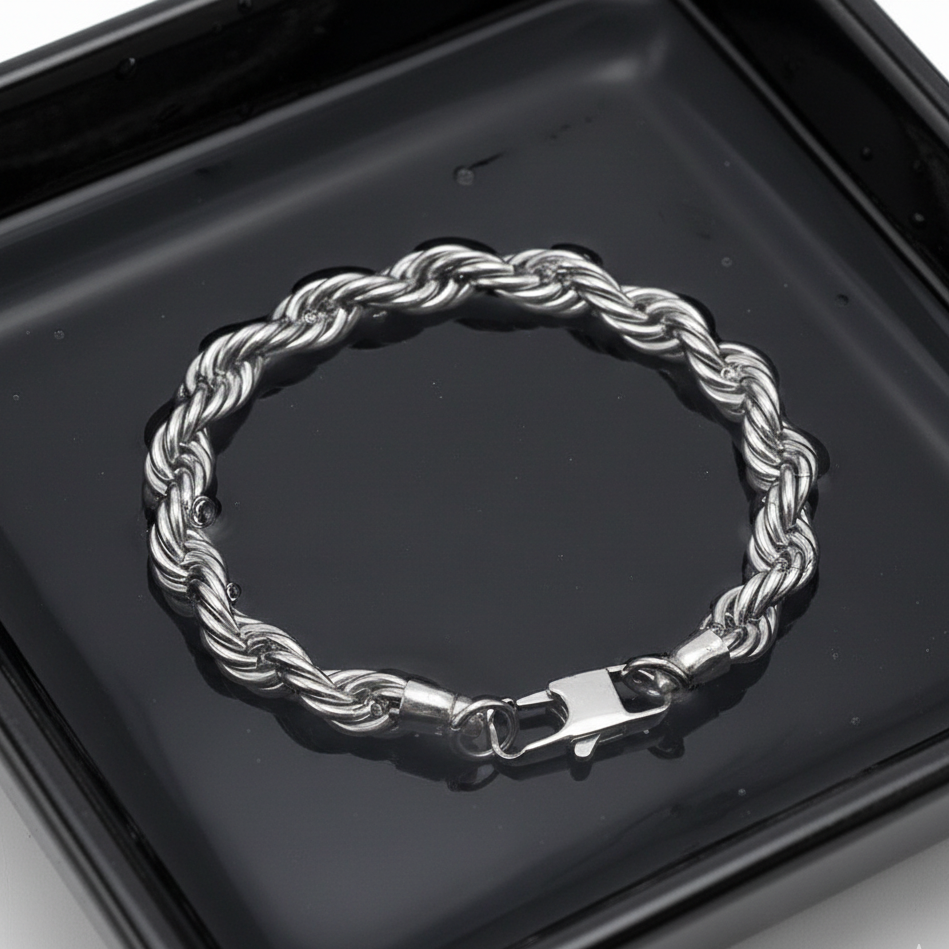 Ultra Bold Solid Steel Everyday Rope Chain Bracelet | TITANIUM STEEL - For Men | Includes: Bracelet