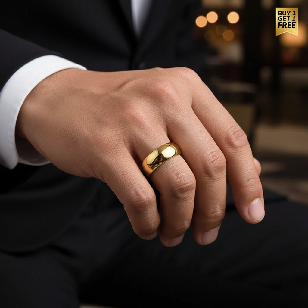 Everyday Ring with REAL GOLD Finish | 18K PVD Gold Plated– For Men | Includes: Ring