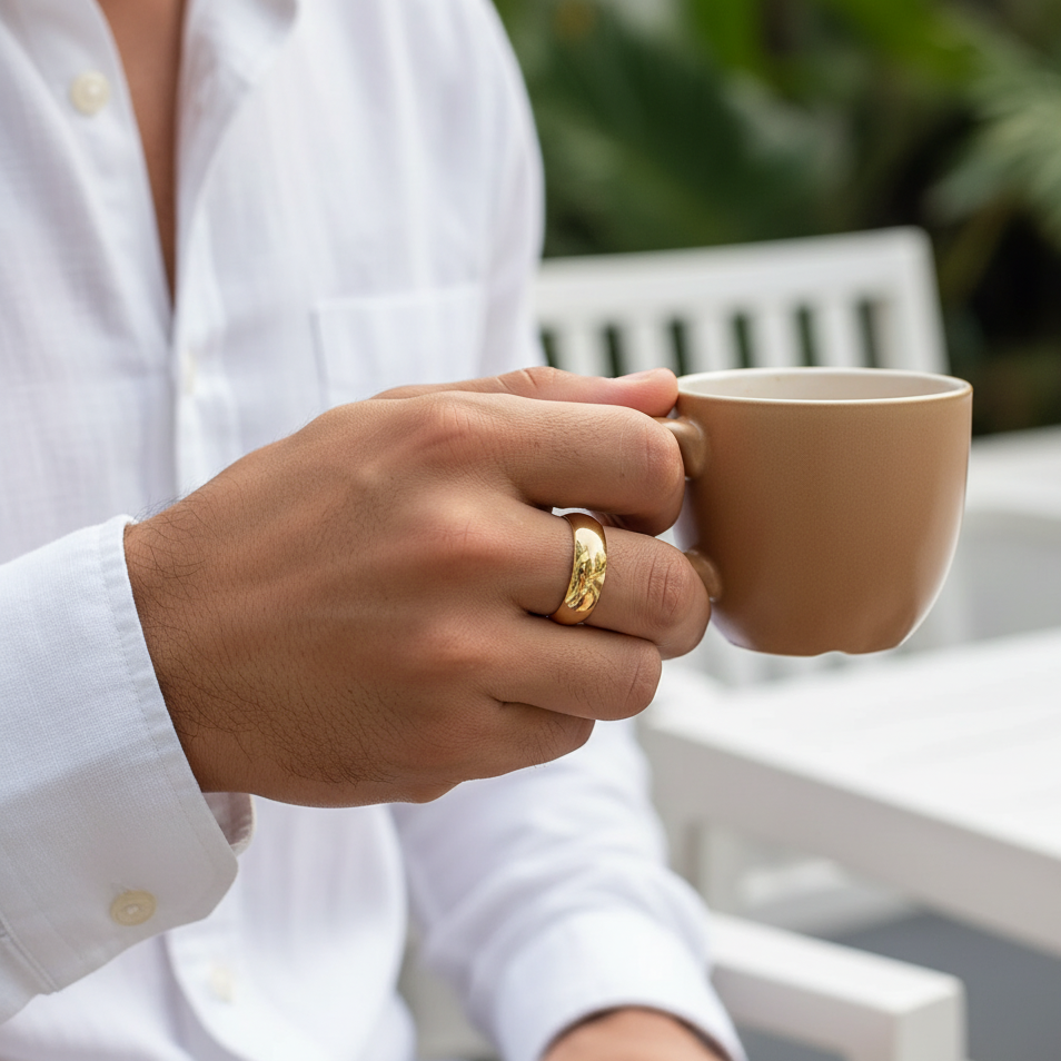 Everyday Ring with REAL GOLD Finish | 18K PVD Gold Plated– For Men | Includes: Ring