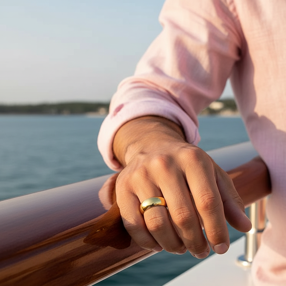 Everyday Ring with REAL GOLD Finish | 18K PVD Gold Plated– For Men | Includes: Ring