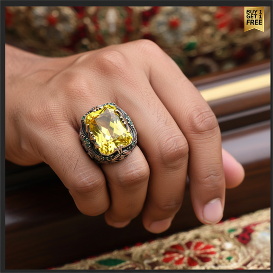 Royal Yellow Ring | Premium Alloy– For Men | Includes: Ring