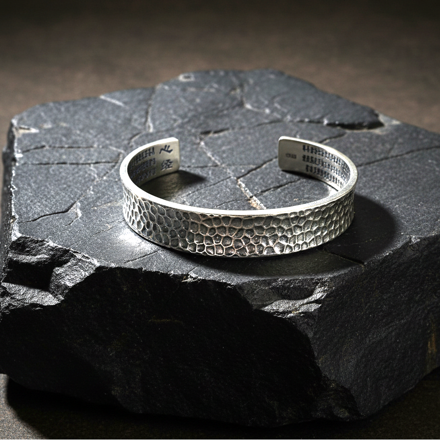 Hammered Punk Bold Cuff Bracelet | TITANIUM STEEL - For Men | Includes: Bracelet