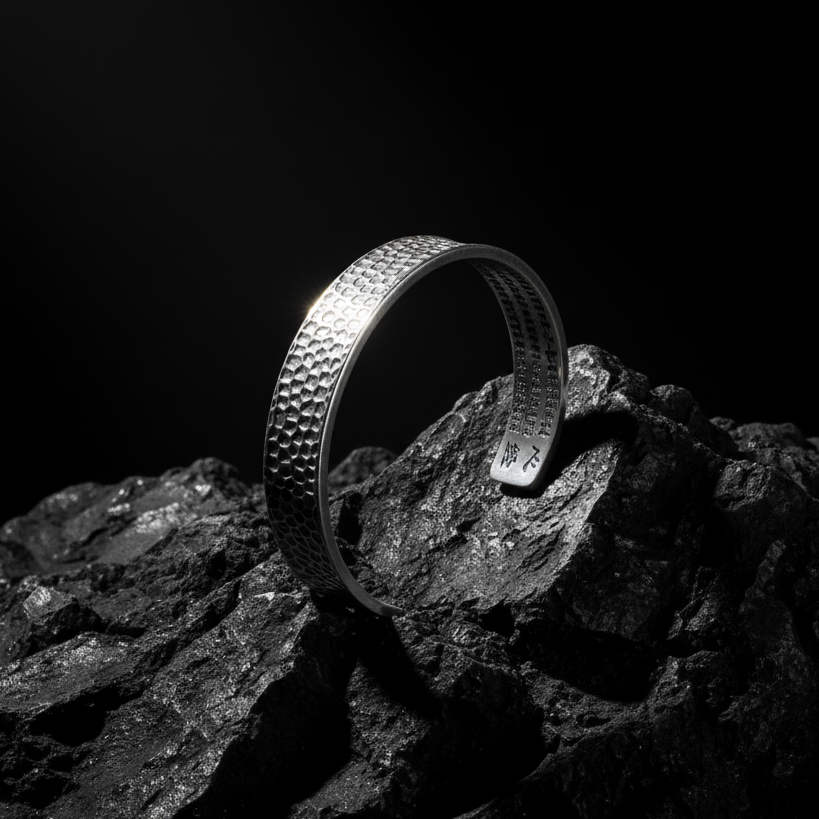 Hammered Punk Bold Cuff Bracelet | TITANIUM STEEL - For Men | Includes: Bracelet