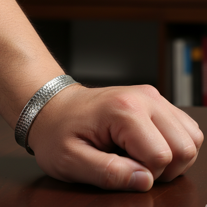 Hammered Punk Bold Cuff Bracelet | TITANIUM STEEL - For Men | Includes: Bracelet