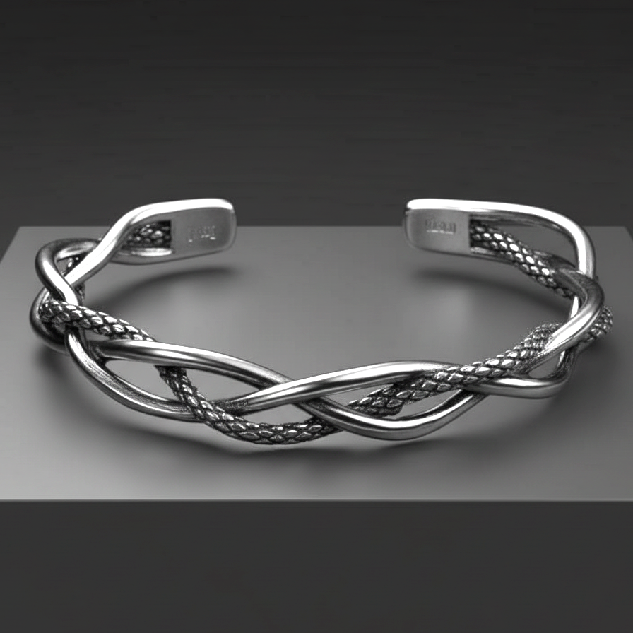 Snakey Intertwinned Bold Cuff Bracelet | TITANIUM STEEL - For Men | Includes: Bracelet