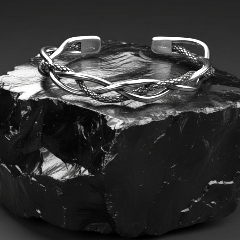 Snakey Intertwinned Bold Cuff Bracelet | TITANIUM STEEL - For Men | Includes: Bracelet