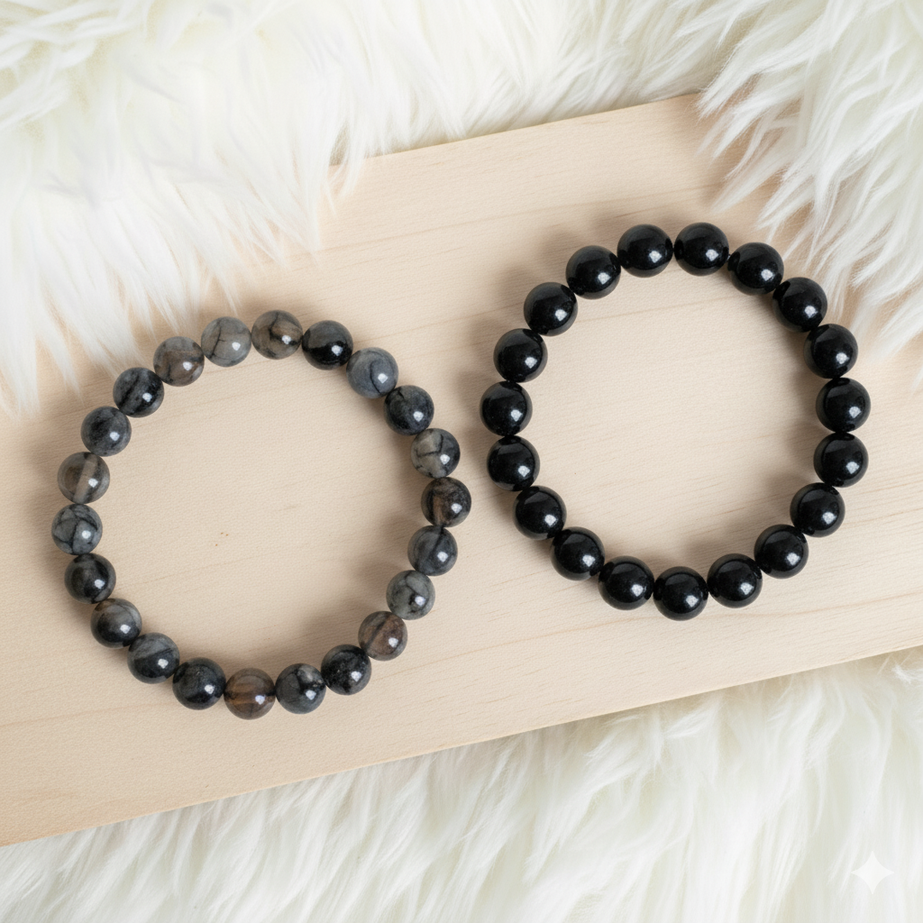 Mystic Bracelet Set | Black Obsidian & Dragon Vein - For Unisex | Includes: Bracelets (Set of 2)