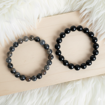 Mystic Bracelet Set | Black Obsidian & Dragon Vein - For Unisex | Includes: Bracelets (Set of 2)