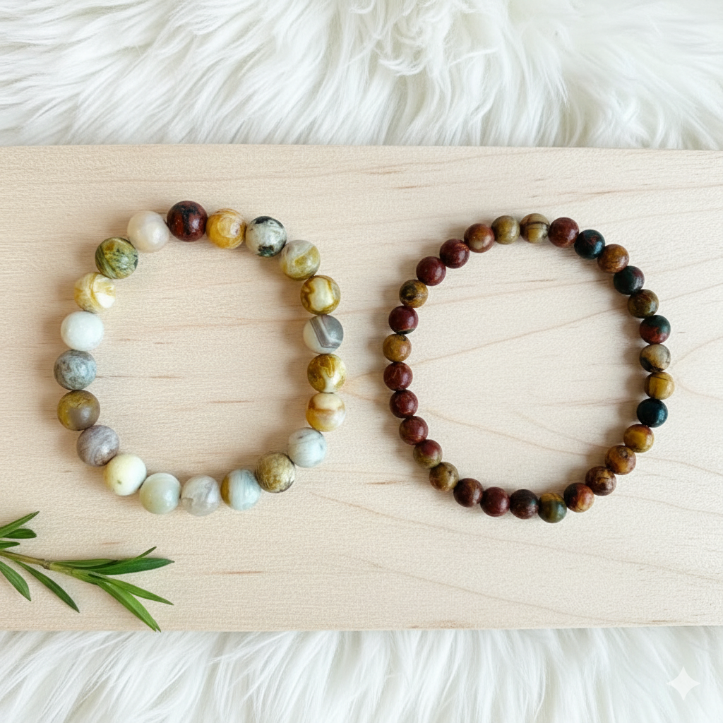 Nurture Stacked Bracelet Set Of 2 | Bamboo Agate | Includes: Bracelets (Set of 2)