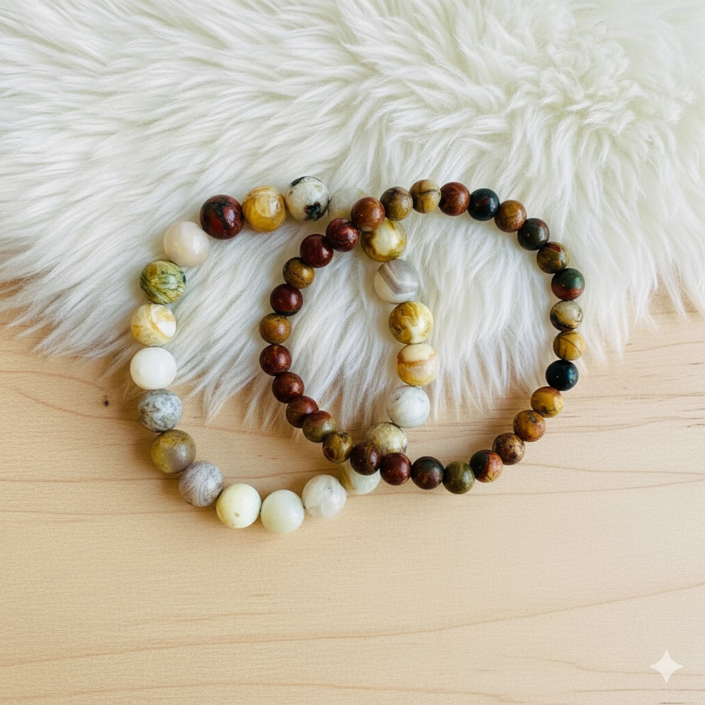 Nurture Stacked Bracelet Set Of 2 | Bamboo Agate | Includes: Bracelets (Set of 2)