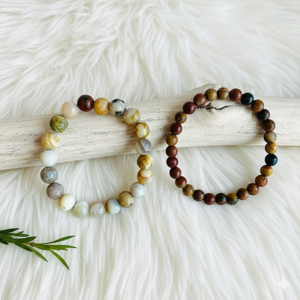 Nurture Stacked Bracelet Set Of 2 | Bamboo Agate | Includes: Bracelets (Set of 2)