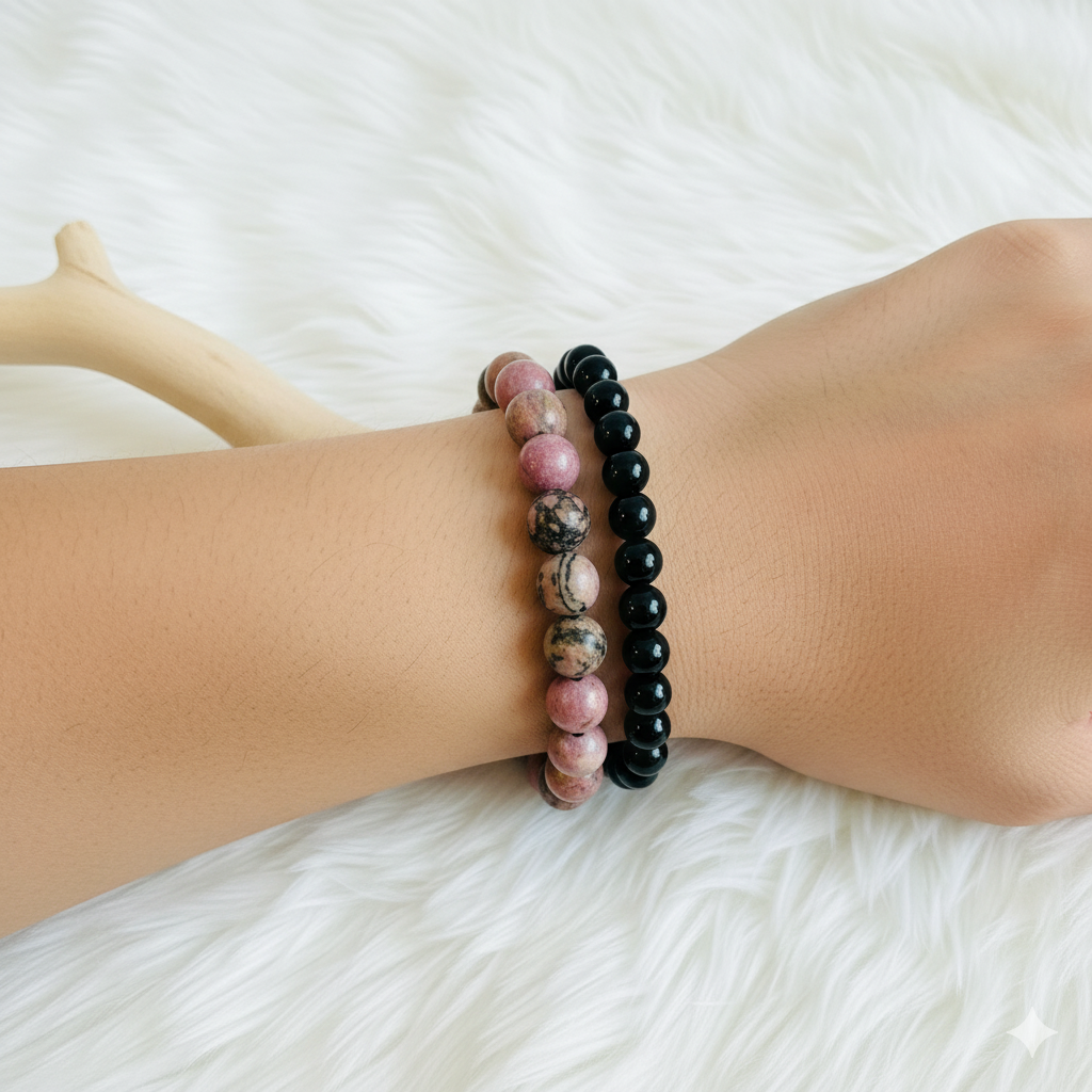 Compassion Stacked Bracelet Set Of 2 | Rhodonite | Includes: Bracelets (Set of 2)