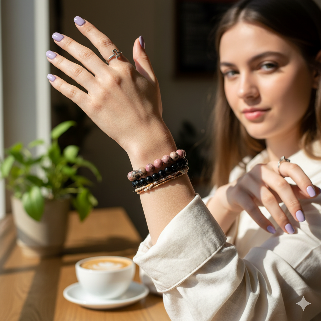 Compassion Stacked Bracelet Set Of 2 | Rhodonite | Includes: Bracelets (Set of 2)