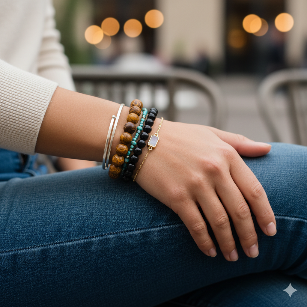 Wisdom Stacked Bracelet Set Of 2 | Mariam Stone | Includes: Bracelets (Set of 2)