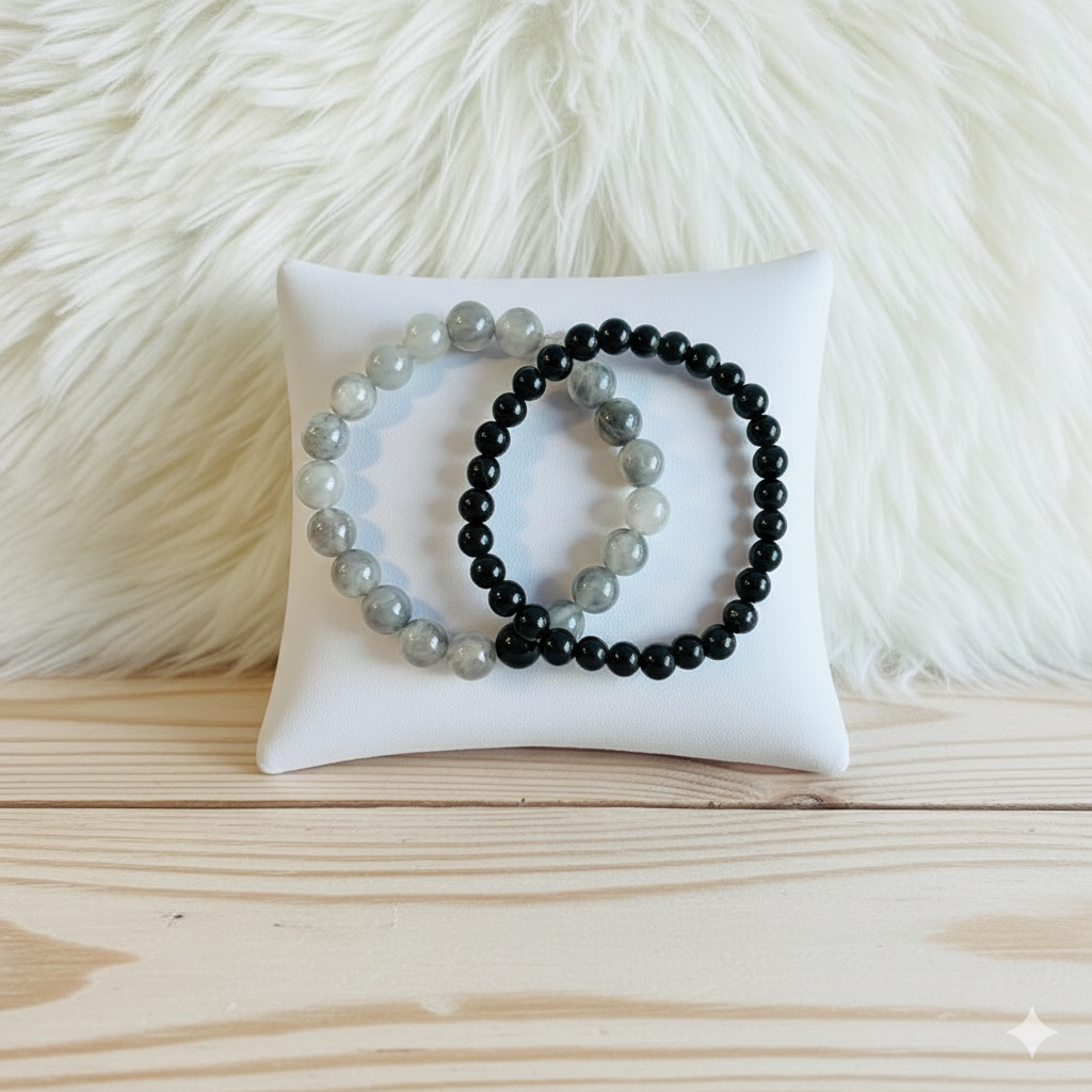 Stability Stacked Bracelet Set Of 2 | Grey Agate | Includes: Bracelets (Set of 2)