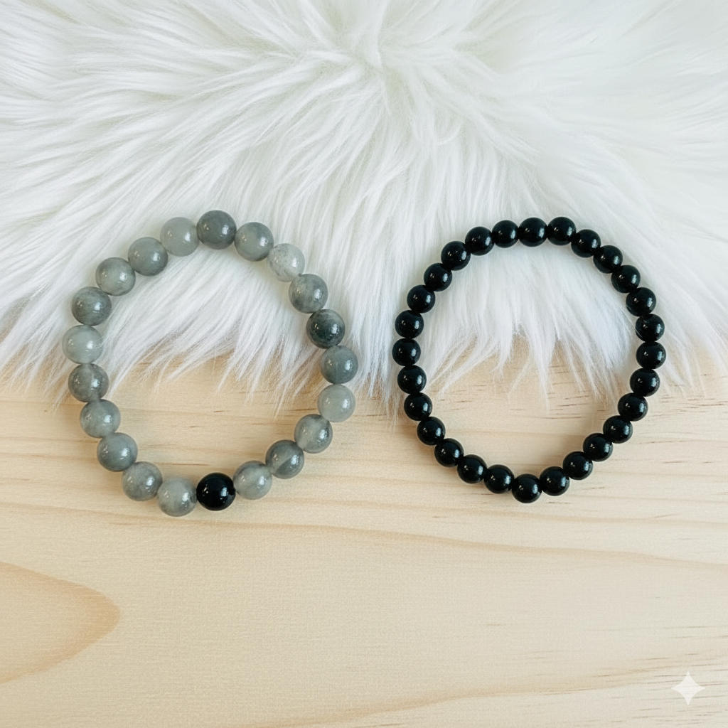 Stability Stacked Bracelet Set Of 2 | Grey Agate | Includes: Bracelets (Set of 2)