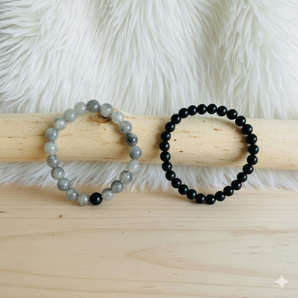 Stability Stacked Bracelet Set Of 2 | Grey Agate | Includes: Bracelets (Set of 2)