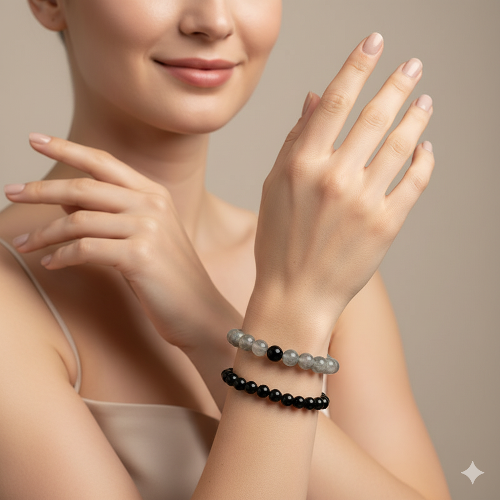 Stability Stacked Bracelet Set Of 2 | Grey Agate | Includes: Bracelets (Set of 2)
