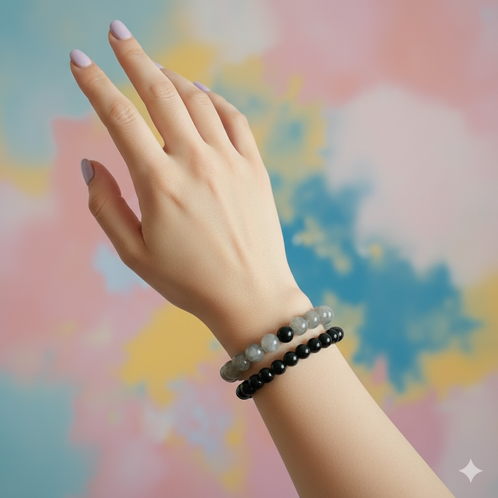 Stability Stacked Bracelet Set Of 2 | Grey Agate | Includes: Bracelets (Set of 2)