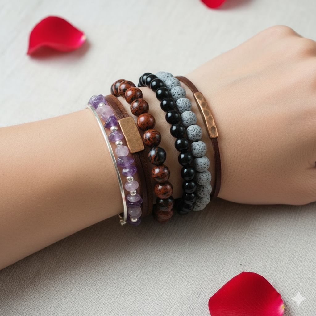 Grace Stacked Bracelet Set Of 2 | Gold Swan Stone | Includes: Bracelets (Set of 2)