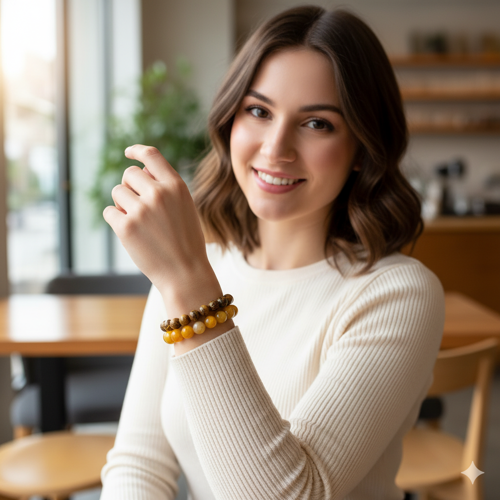 Energy Stacked Bracelet Set Of 2 | Yellow Calcite | Includes: Bracelets (Set of 2)