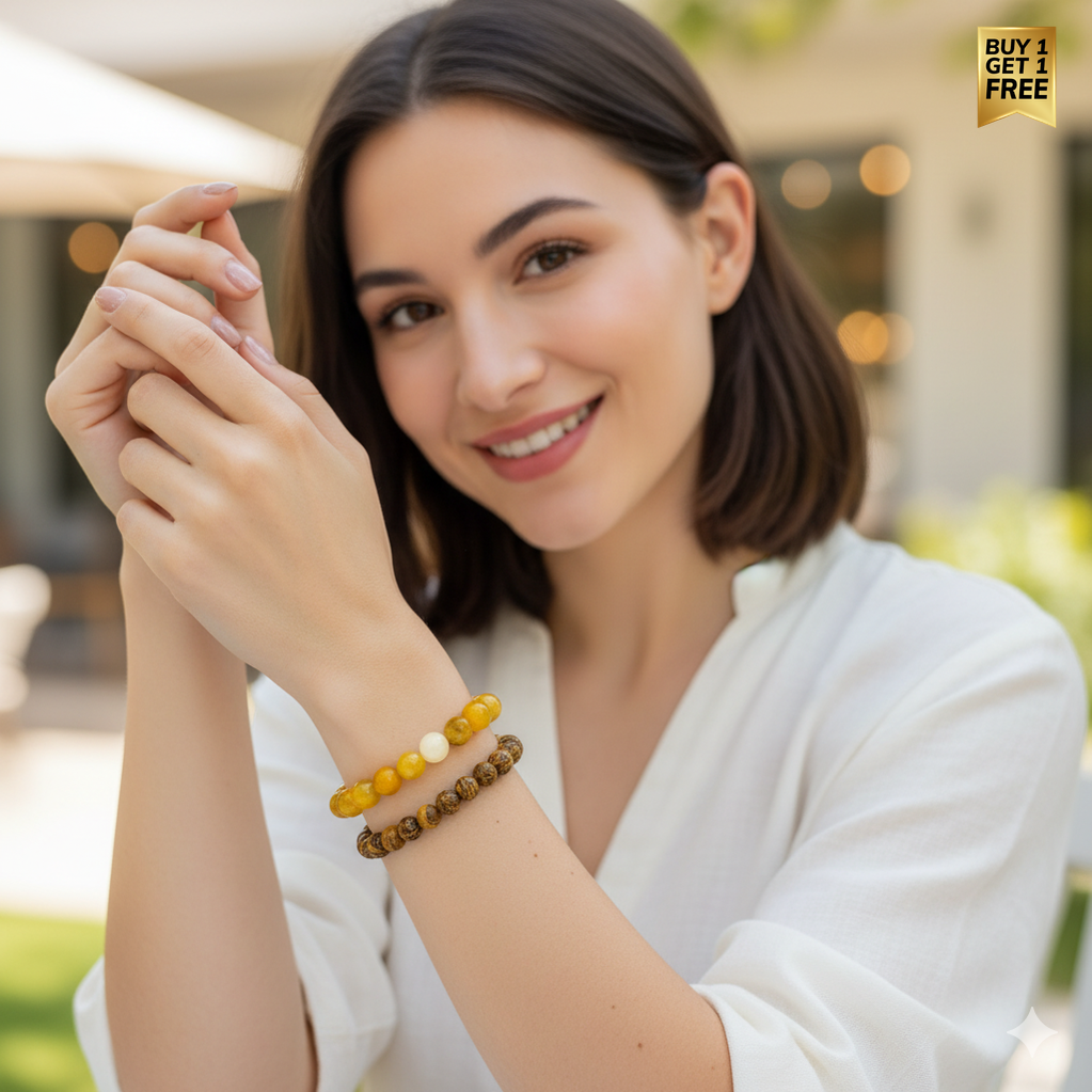Energy Stacked Bracelet Set Of 2 | Yellow Calcite | Includes: Bracelets (Set of 2)