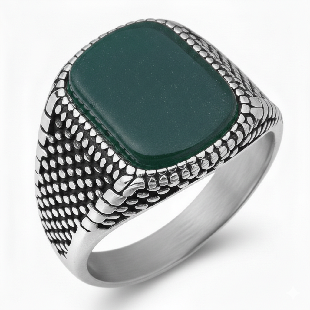 Green Onyx TITANIUM STEEL Ring | Green Onyx Stone– For Men | Includes: Ring