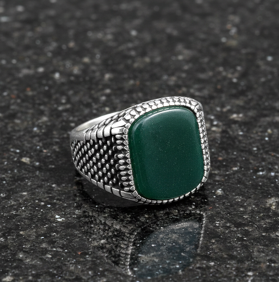 Green Onyx TITANIUM STEEL Ring | Green Onyx Stone– For Men | Includes: Ring