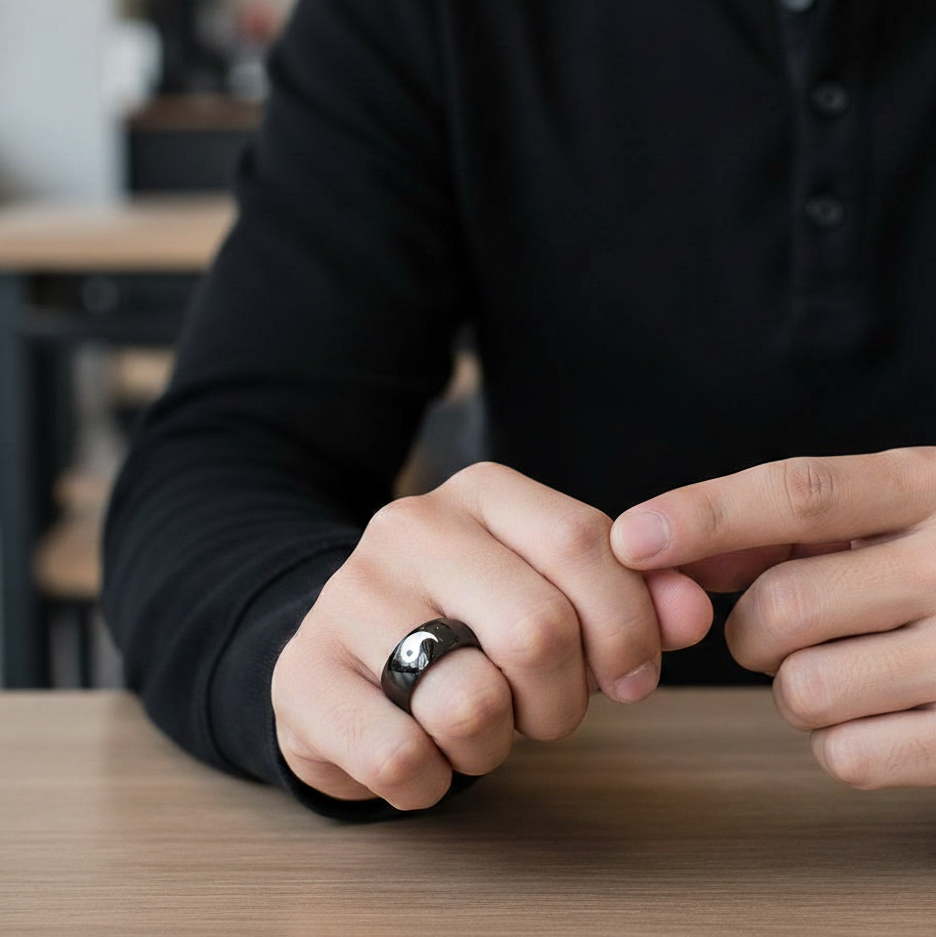 Real TITANIUM STEEL Yin Yang Ring | Stainless STEEL– For Men | Includes: Ring (Set of 2)